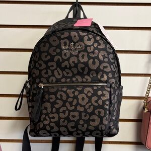 Kate Spade Black and Brown Animal Print Backpack
